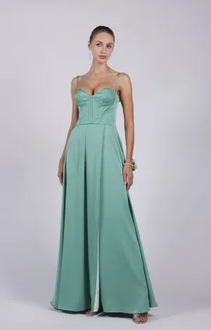 A-Line Spaghetti Straps Corset Split Lace-up Bridesmaid Dress