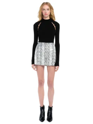 ALICE   OLIVIA- Elana Leather Mini Skirt