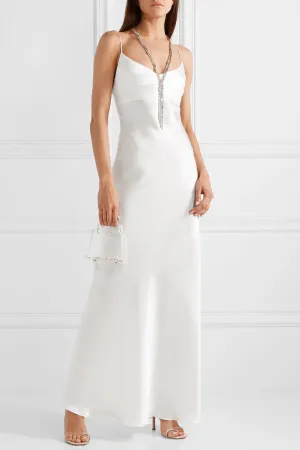 Bianca Maxi Silk-satin dress in White