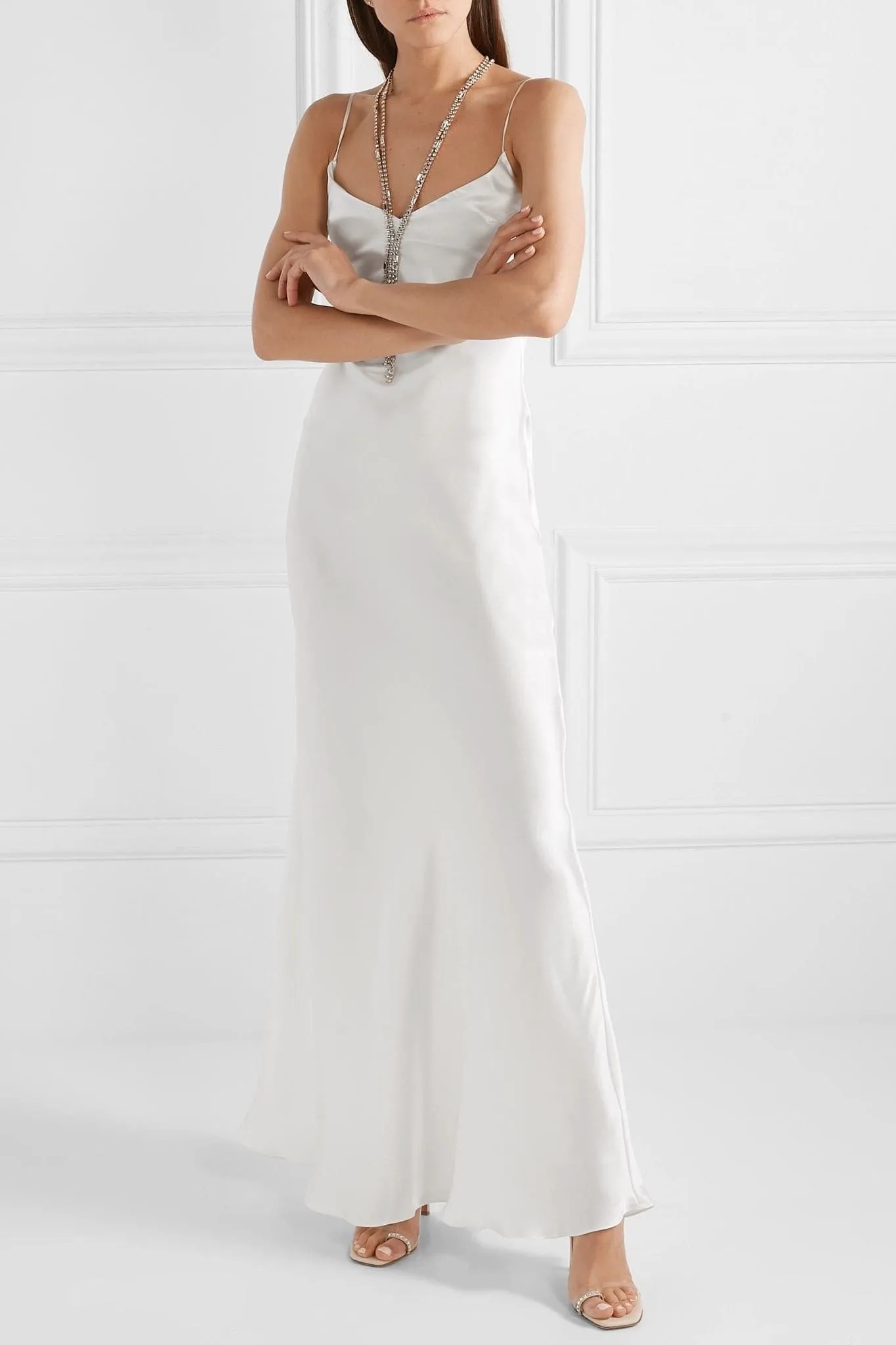 Bianca Maxi Silk-satin dress in White