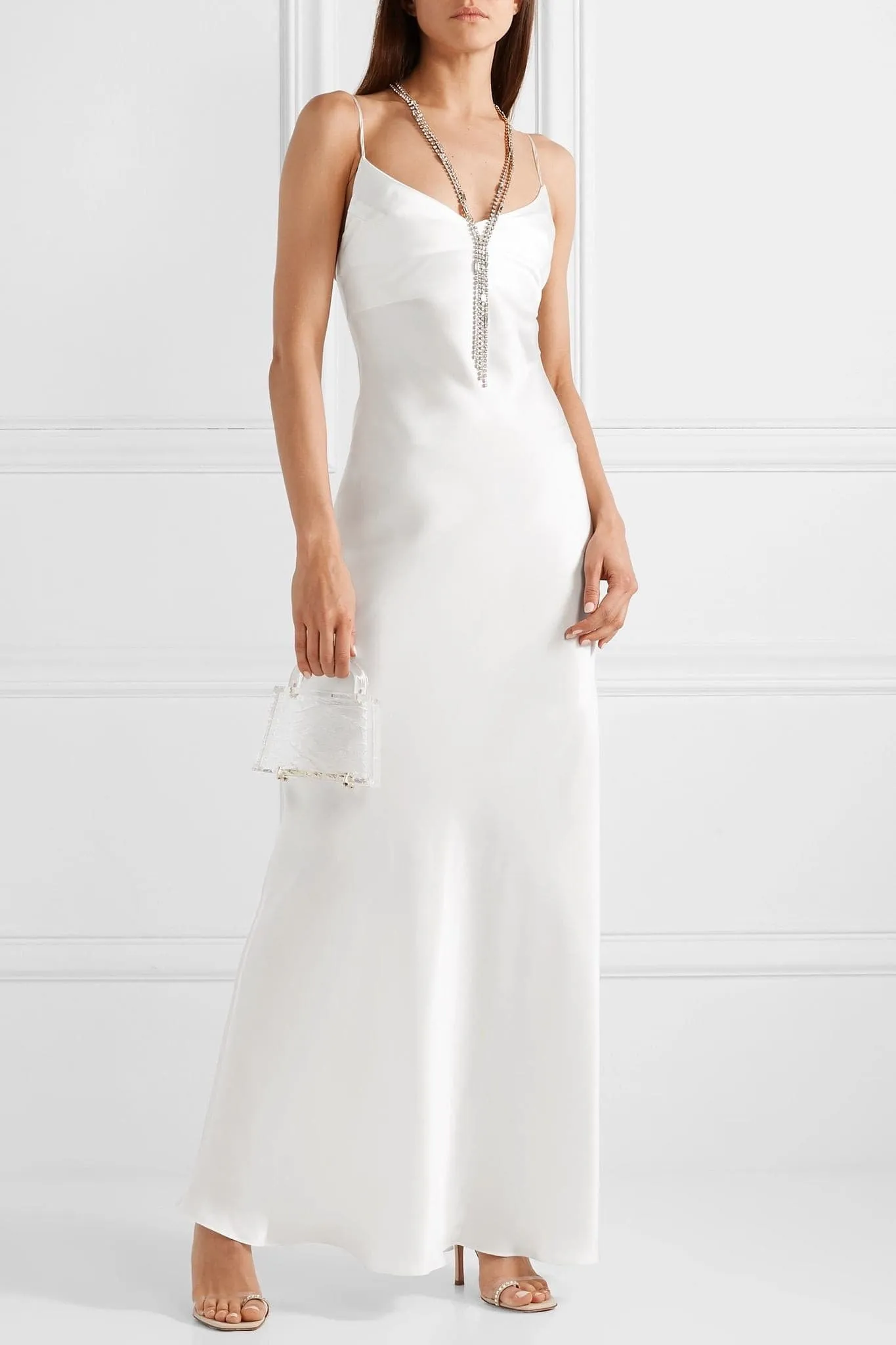 Bianca Maxi Silk-satin dress in White