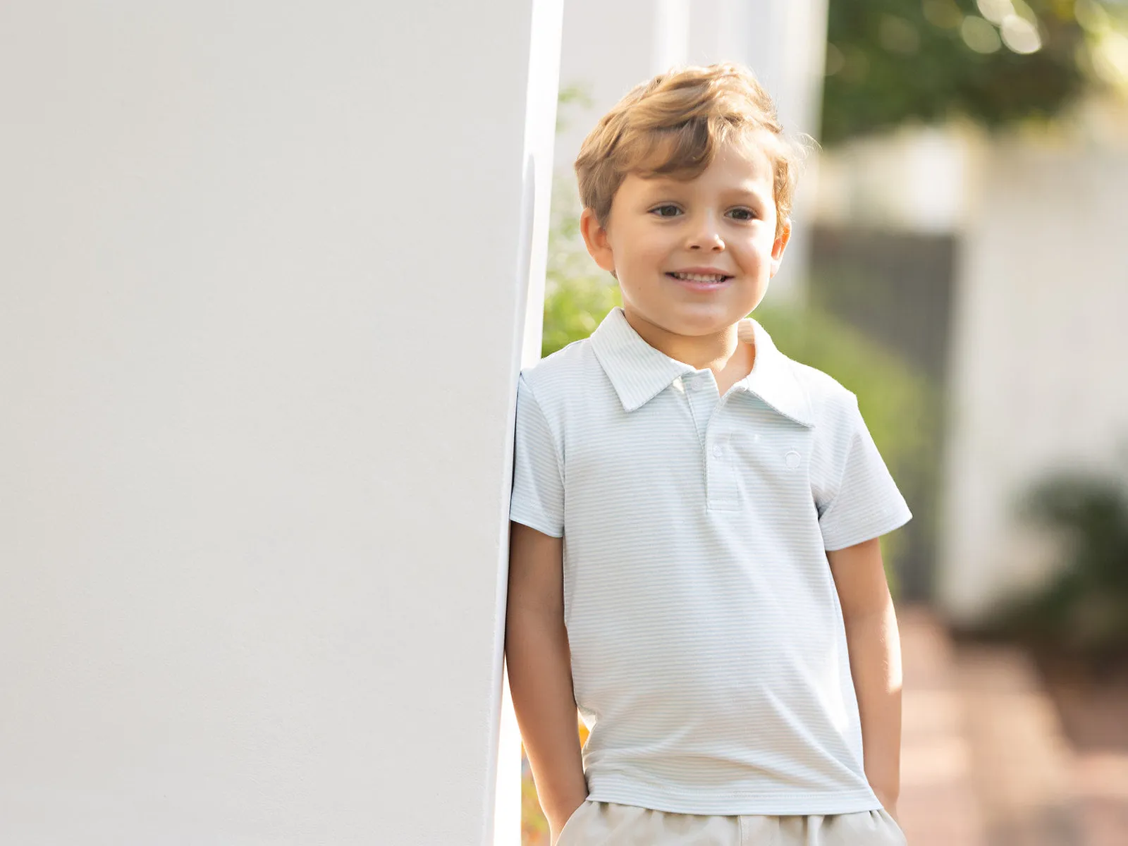 Boys Blue White Stripe Polo