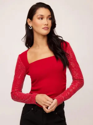 Cady Contrast Sequin Top