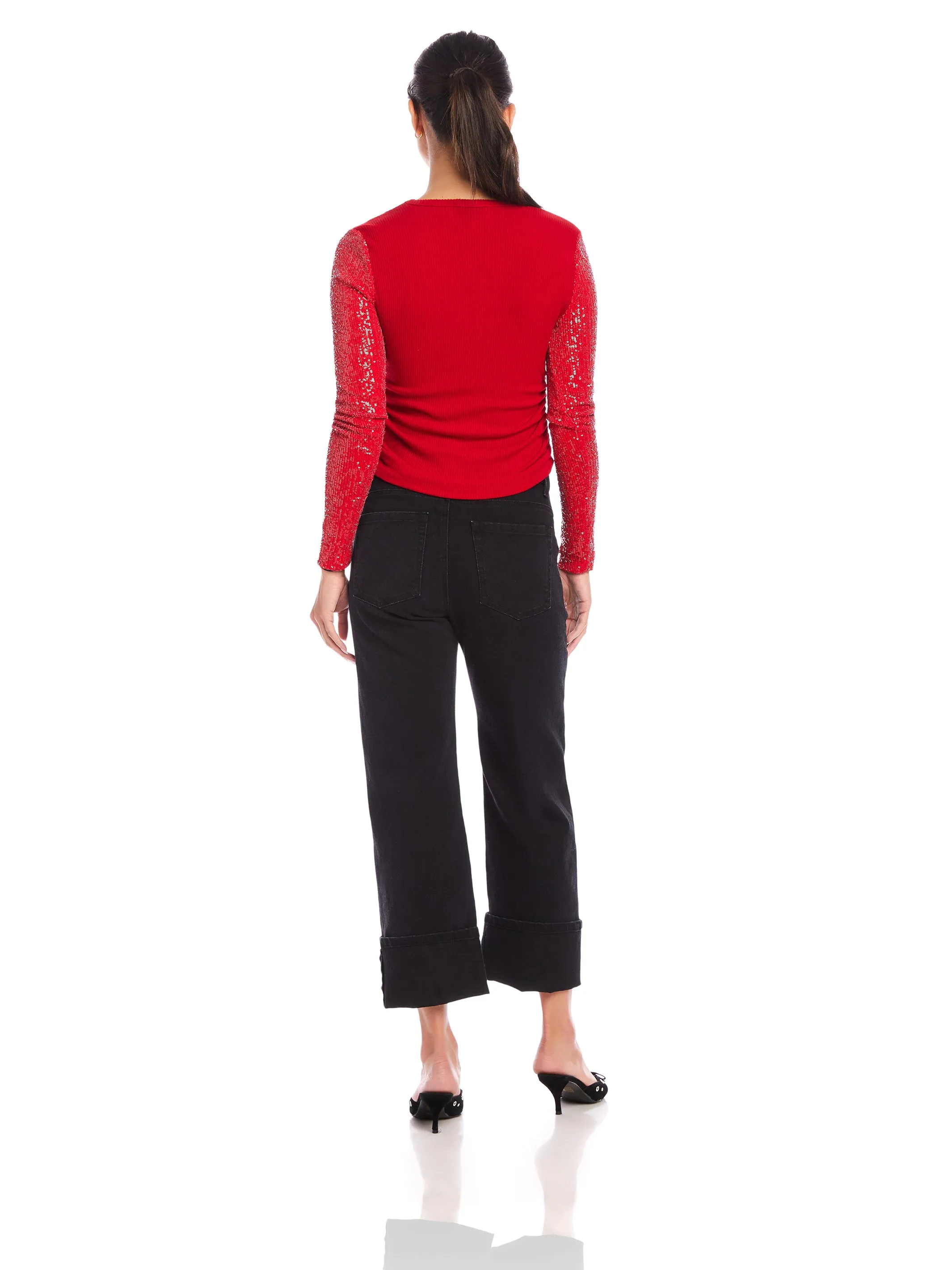 Cady Contrast Sequin Top