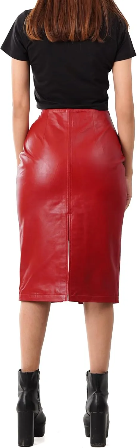 Decrum Real Leather Skirts for Women - Trendy Casual Womens Leather Skirt Fashionable