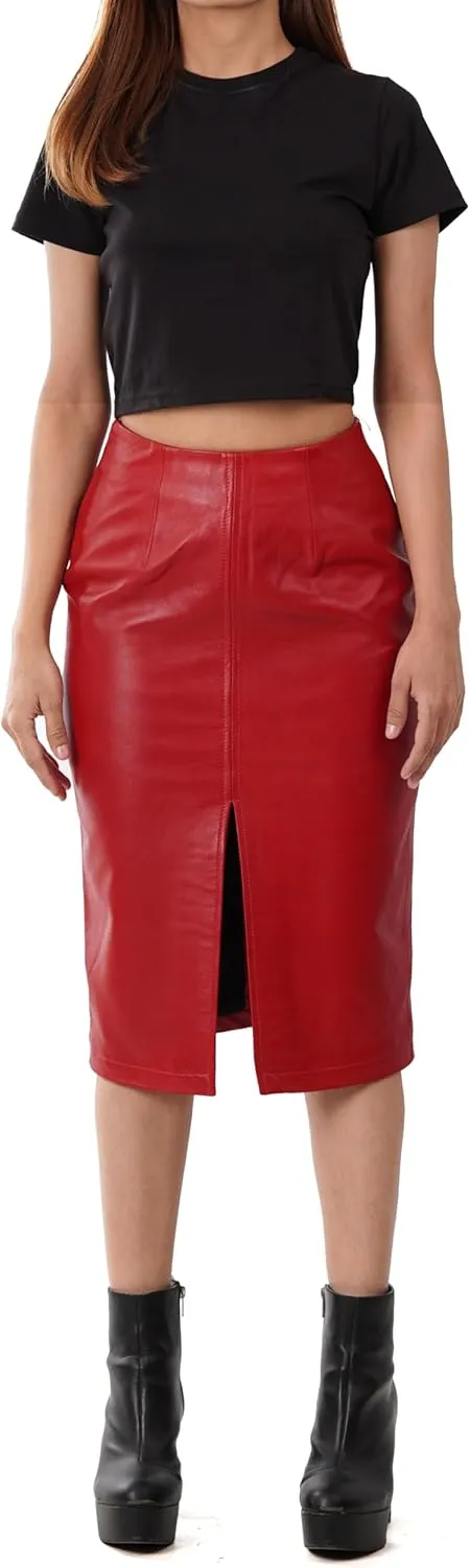 Decrum Real Leather Skirts for Women - Trendy Casual Womens Leather Skirt Fashionable