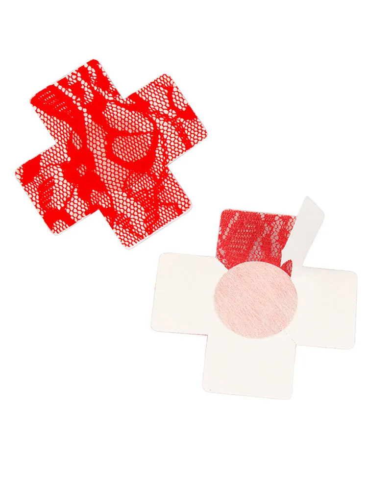 Disposable lace cross nipple covers