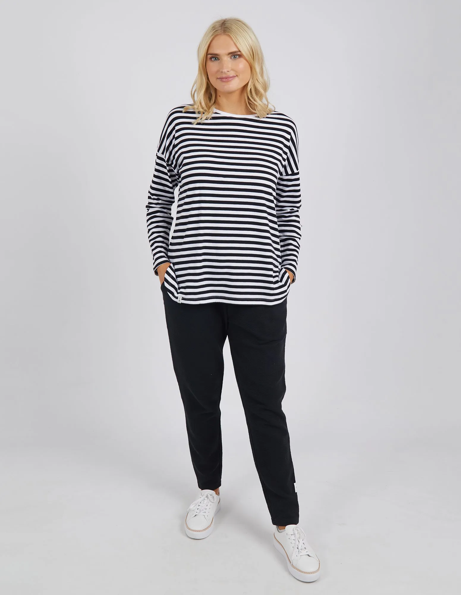 Elm Lauren Stripe LS Tee - Black & White Stripe