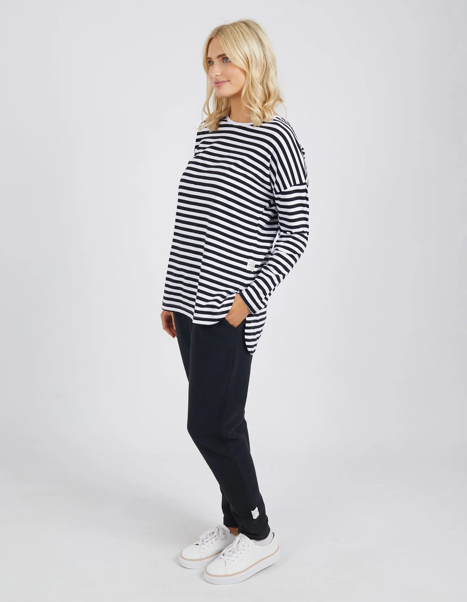 Elm Lauren Stripe LS Tee - Black & White Stripe