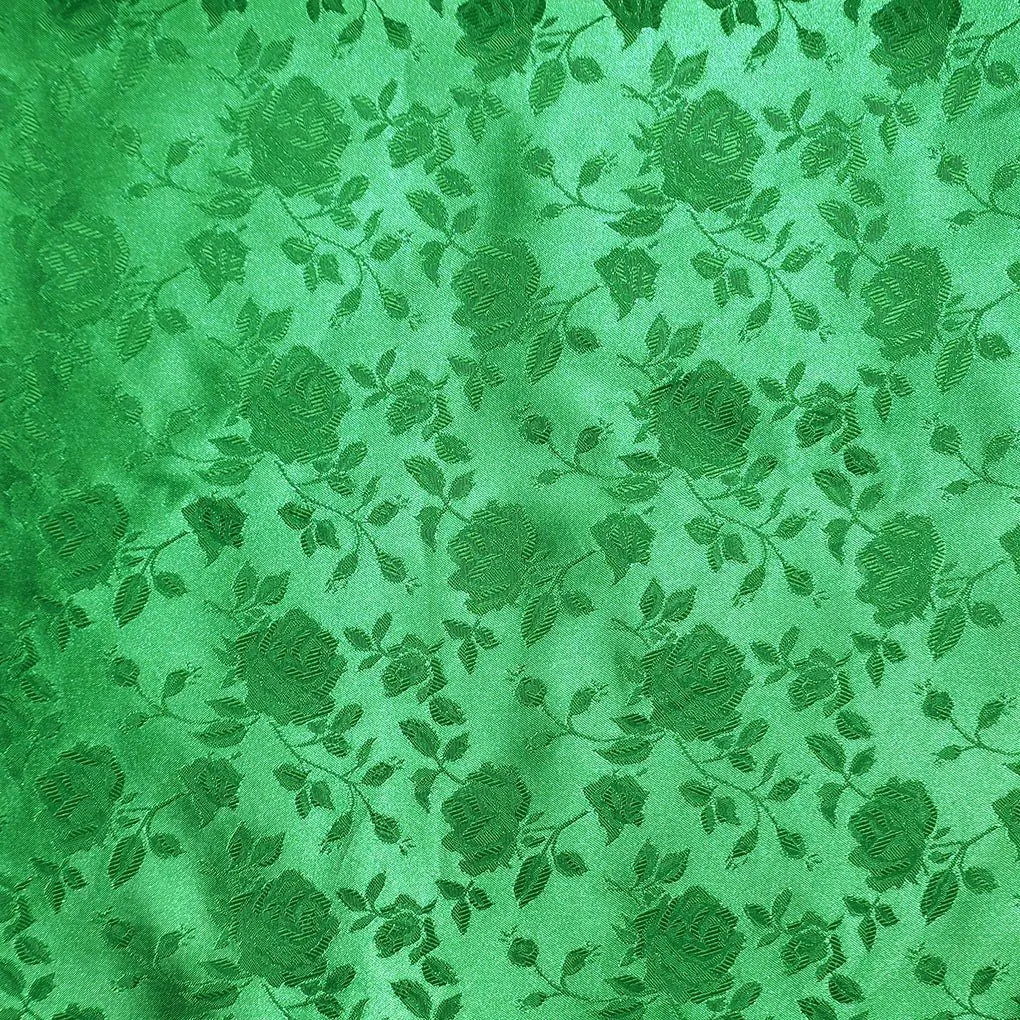 Floral Brocade Jacquard Satin Fabric / Floral Fabric