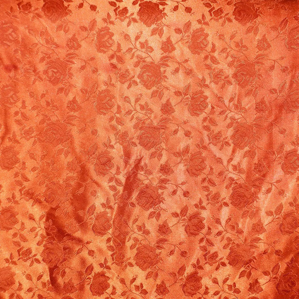 Floral Brocade Jacquard Satin Fabric / Floral Fabric