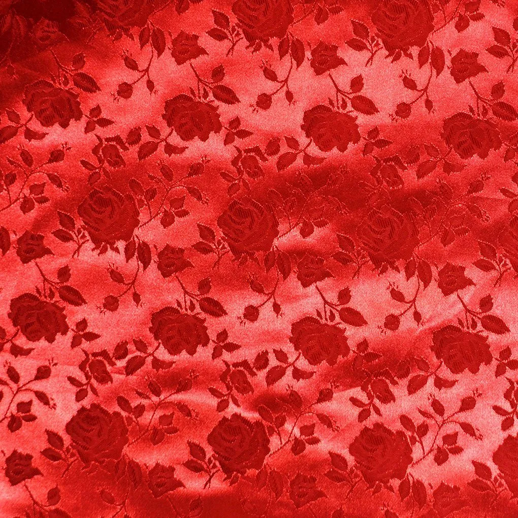 Floral Brocade Jacquard Satin Fabric / Floral Fabric