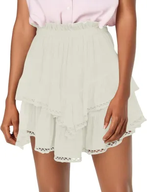 Flowy Shorts for Women Summer High Waisted Cute Tiered Ruffle Mini Skirt Casual Boho Layered Golf Tennis Skorts