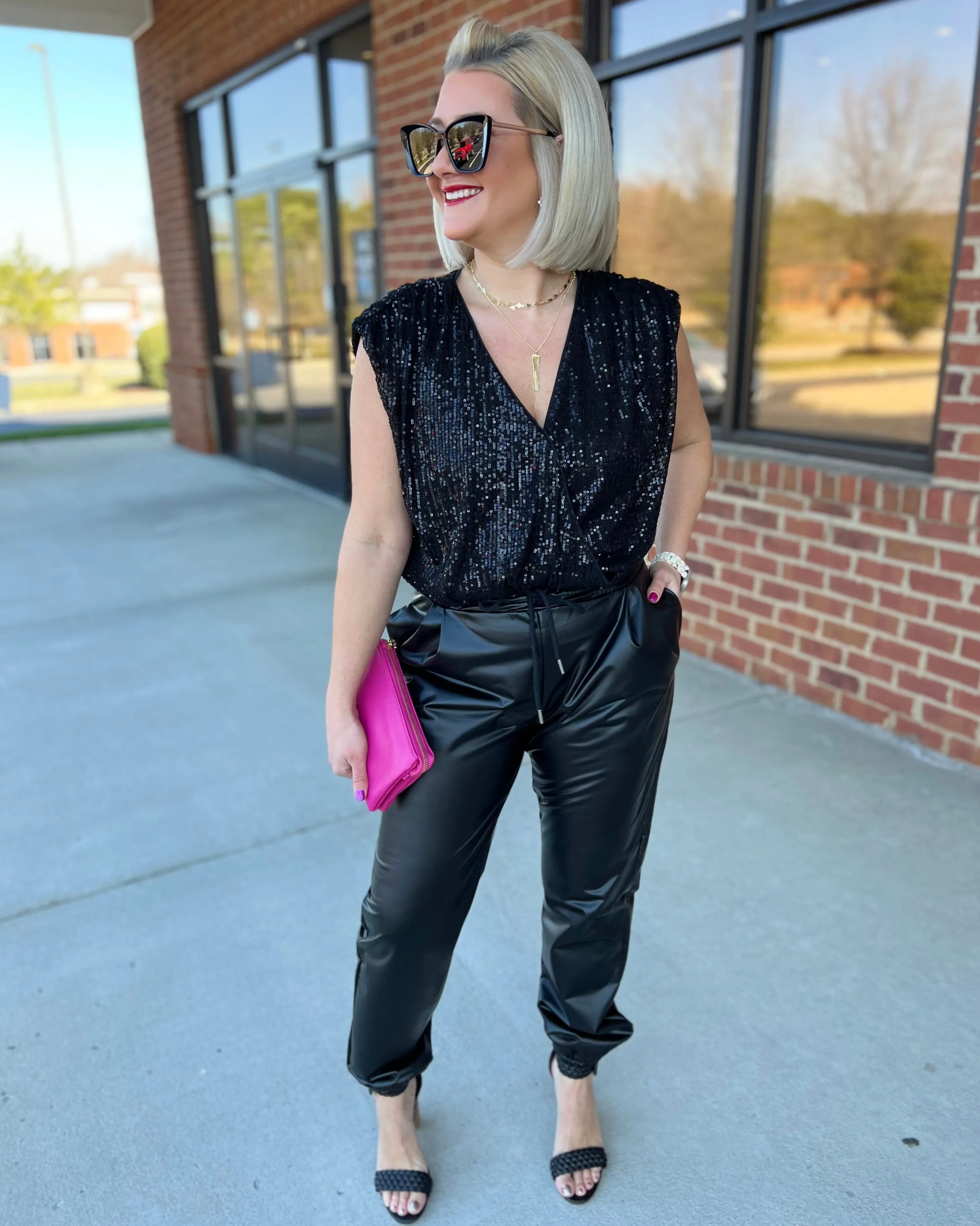 Gail Sequin Bodysuit in Black FINAL SALE