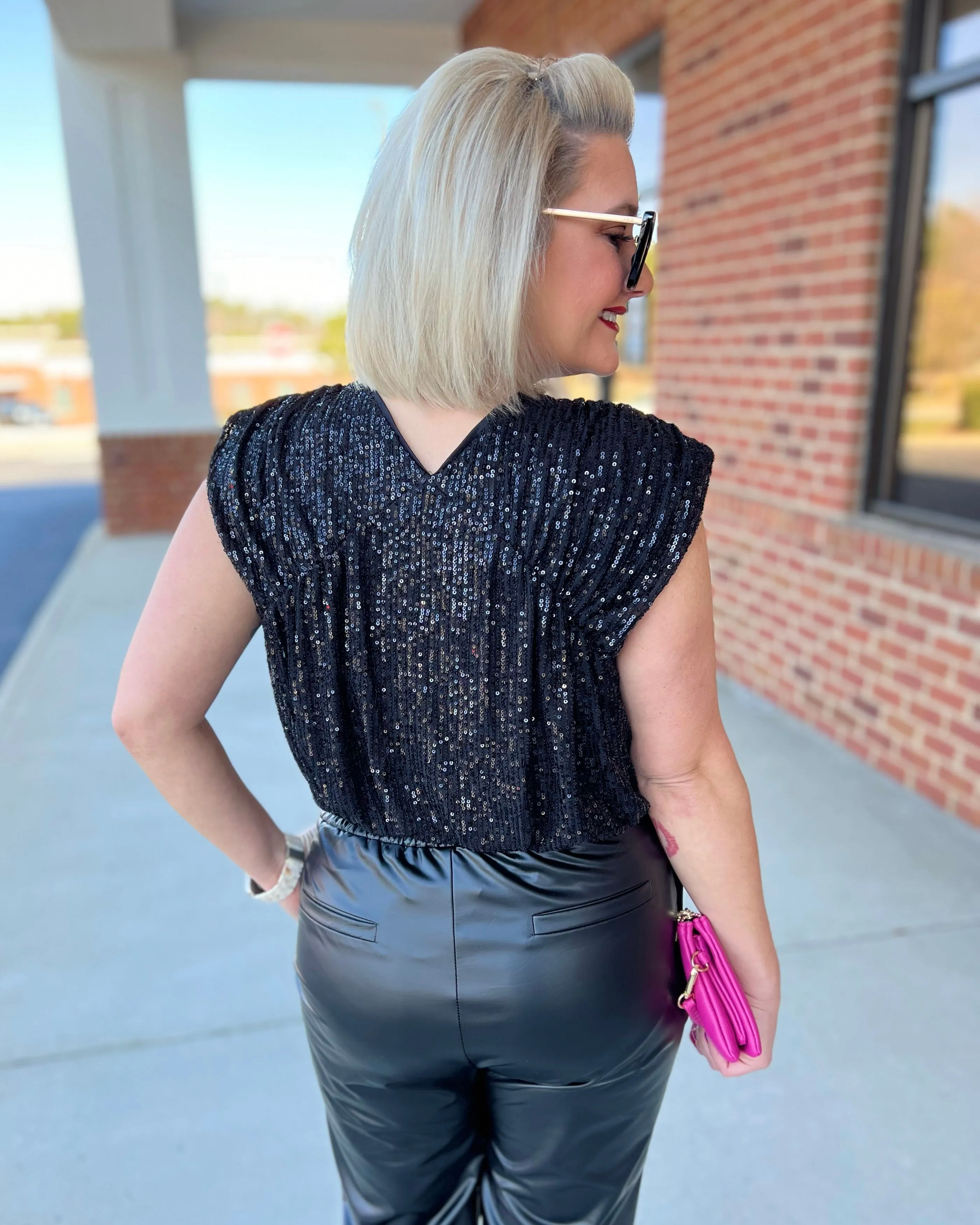 Gail Sequin Bodysuit in Black FINAL SALE