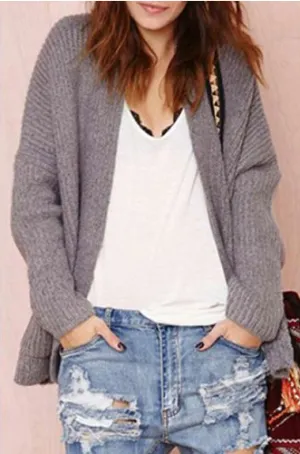 Grey Chunky Knit Cardigan