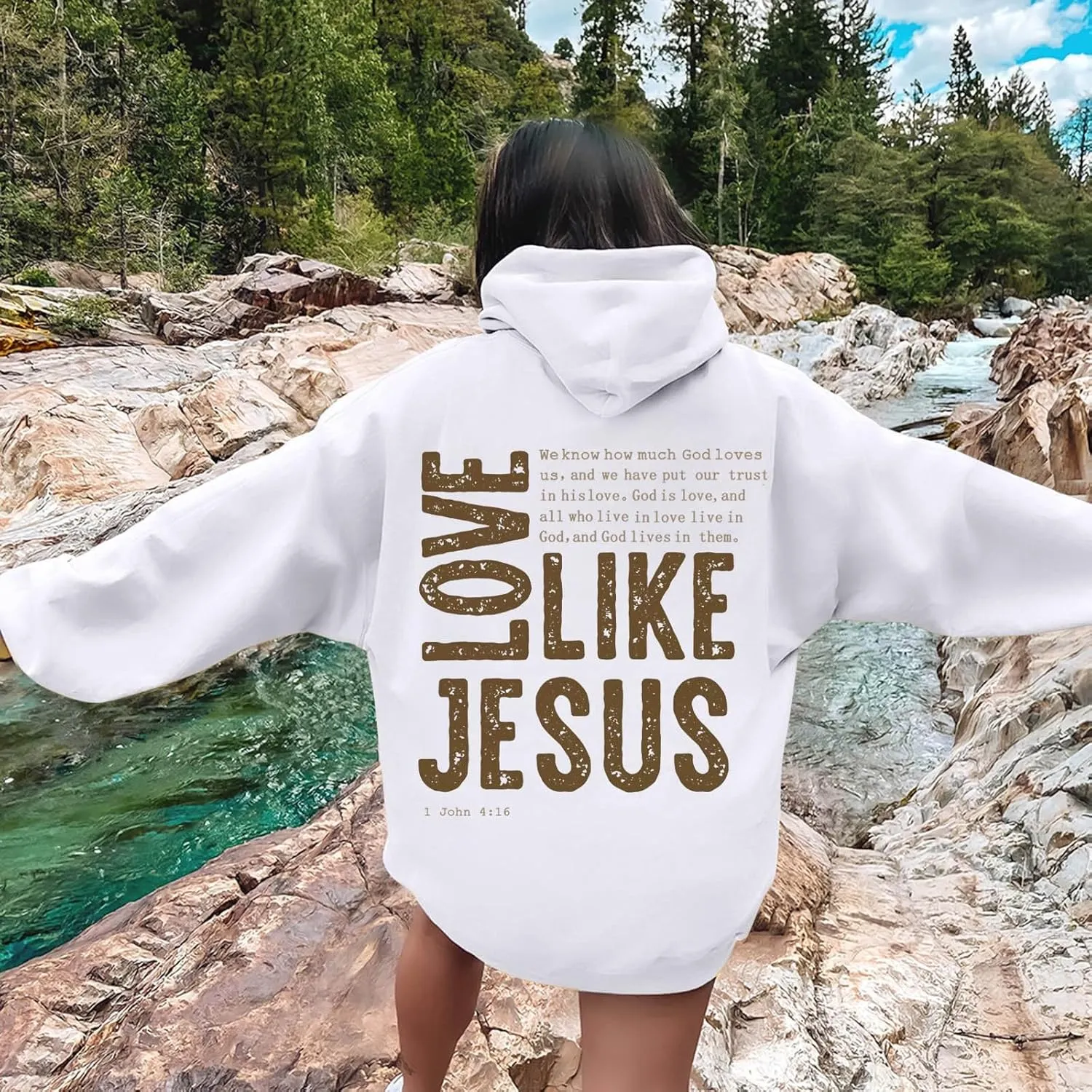 Hoodies Aesthetic Thicc and Tired Shape Printed Christian Pullover Hoodie with Pocket Drop Shoulder Loose Fit Fall Winter