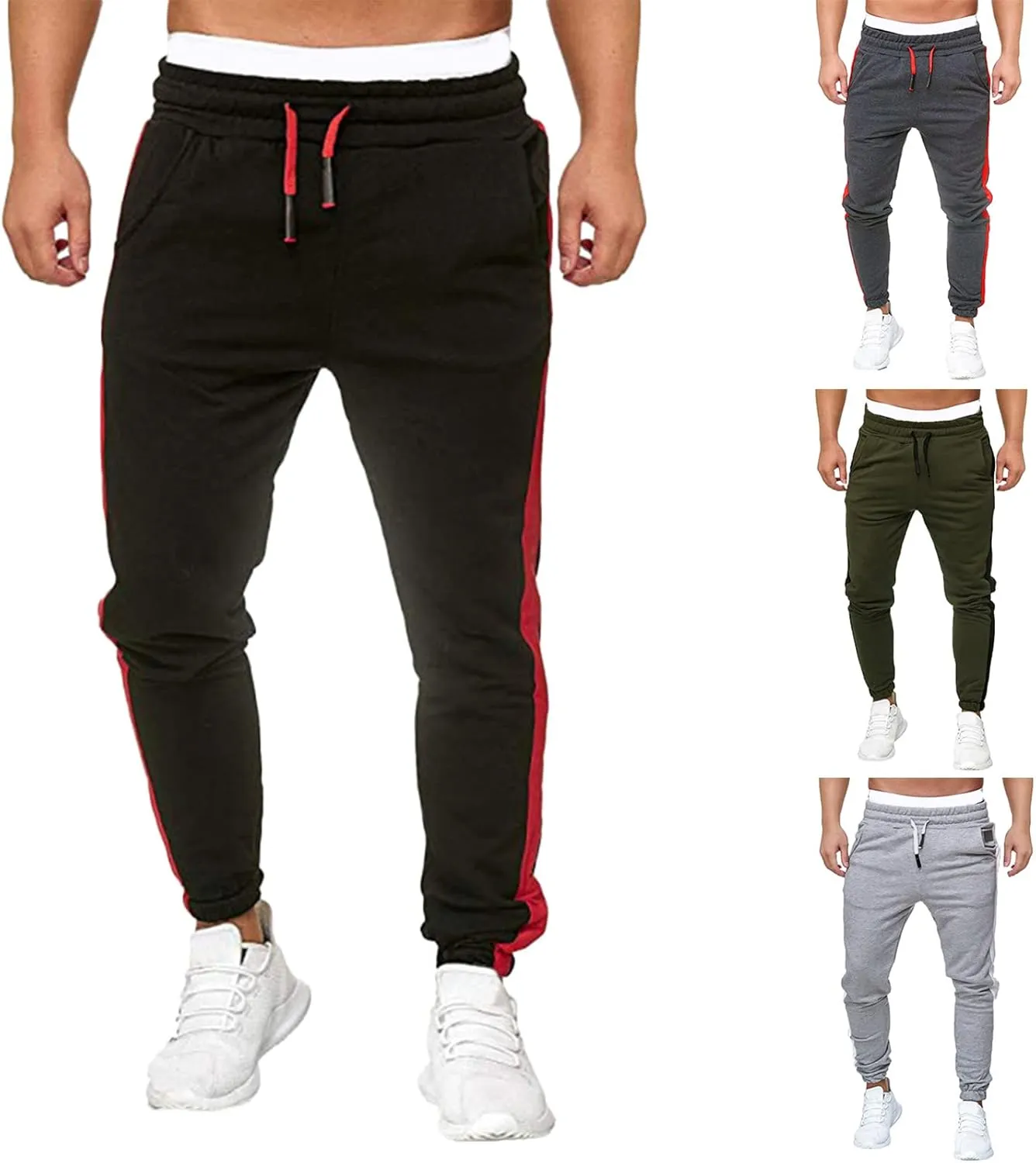 Mens Workout Cargo Sweatpants Printed Overalls Casual Pocket Sport Work Casual Trouser Pants Mens Casual Work Pants