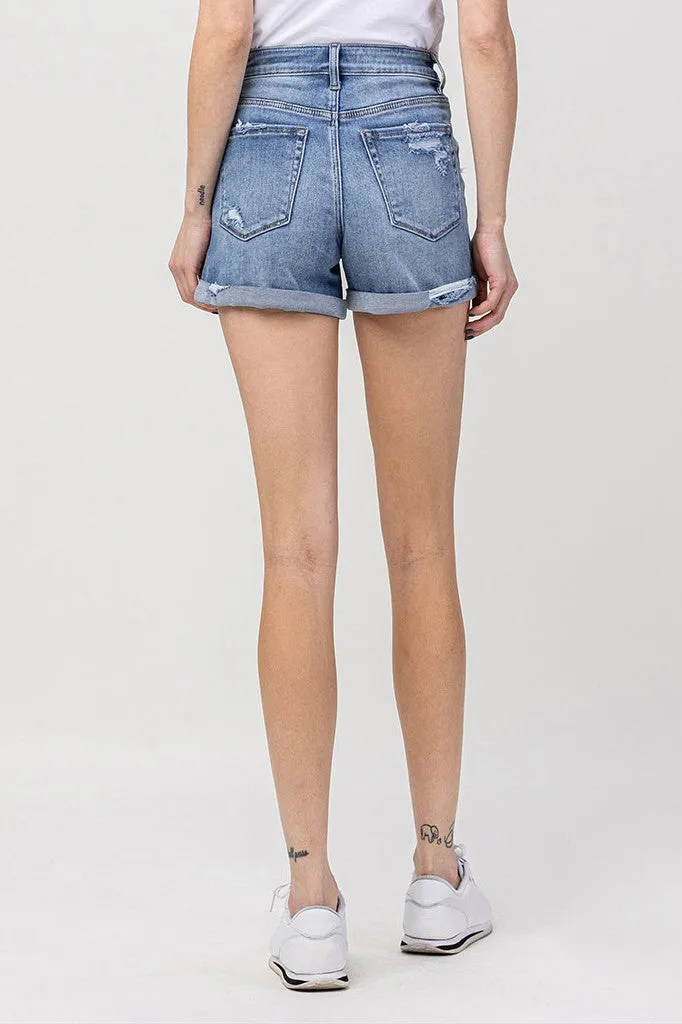 Patches distressed shorts