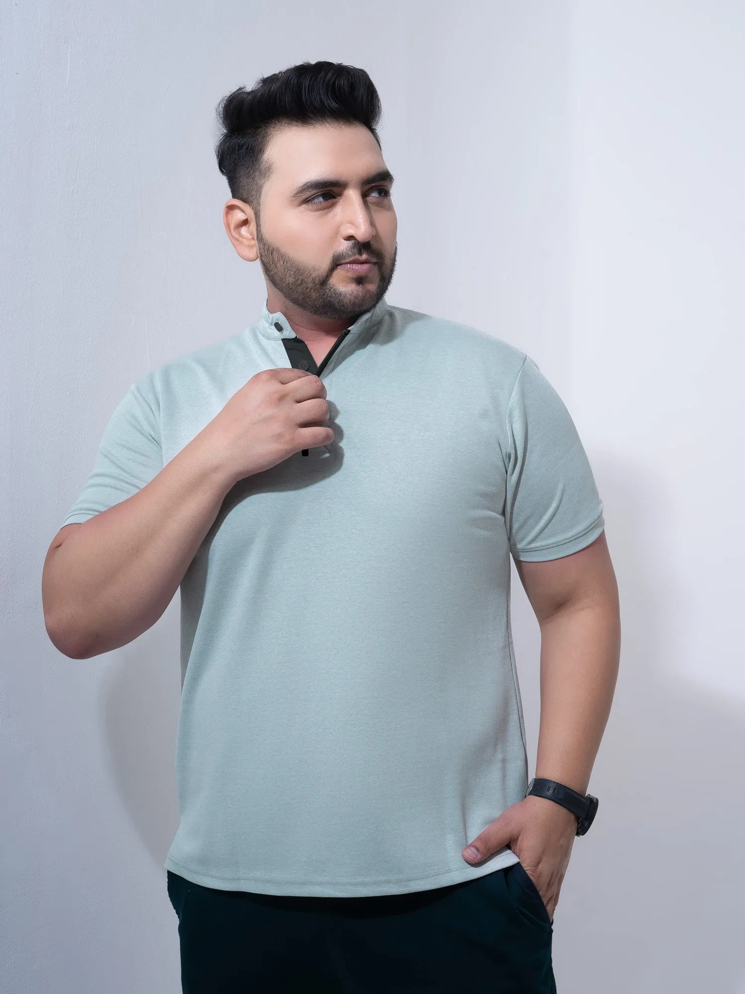 Pista Melange Mandarin Collar Polo T-shirt