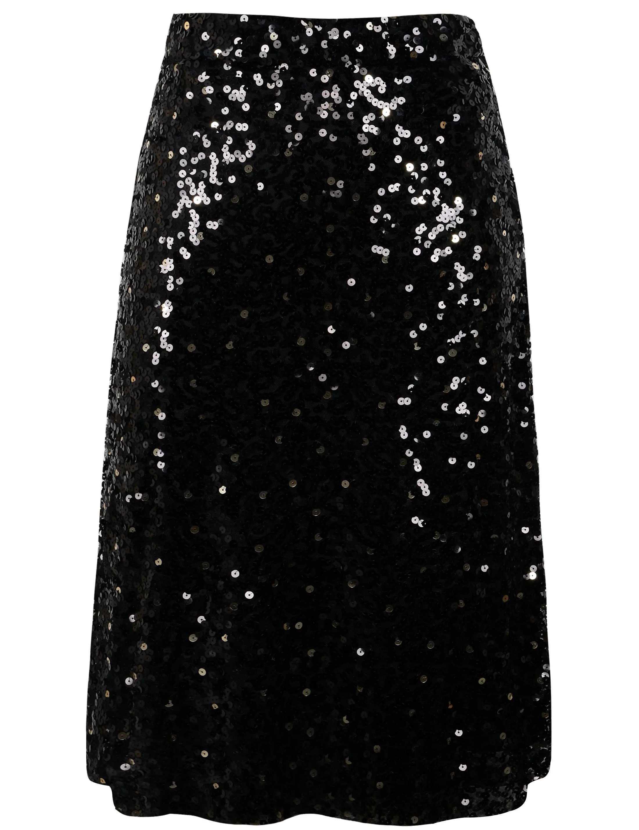 PrettyGuide Women's Sequin Midi Skirt Casual Flowy High Waist Cocktail Party Flare Skirt