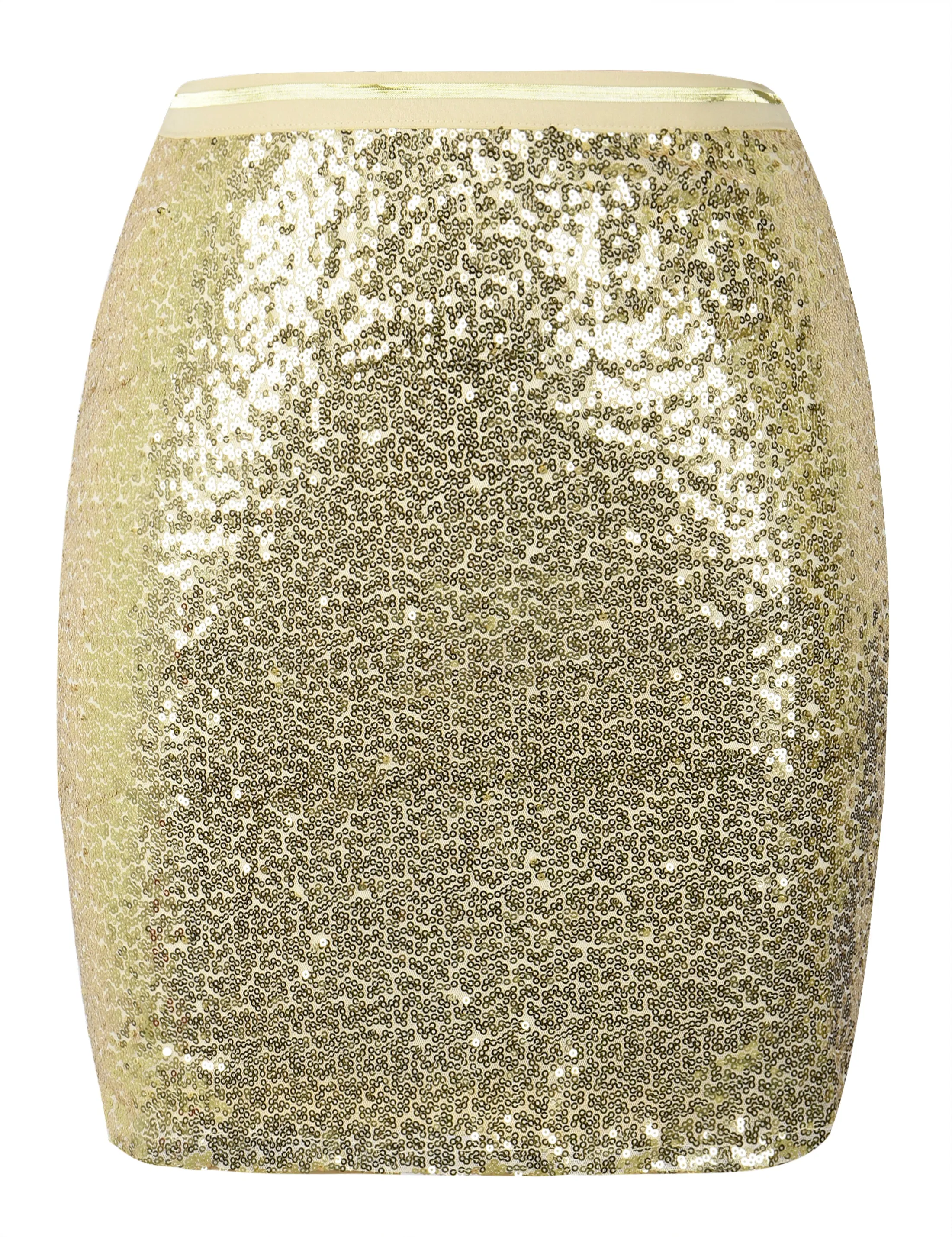 PrettyGuide Women's Sequin Skirt High Waist Glitter Bodycon Holiday Cocktail Party Short Skirt