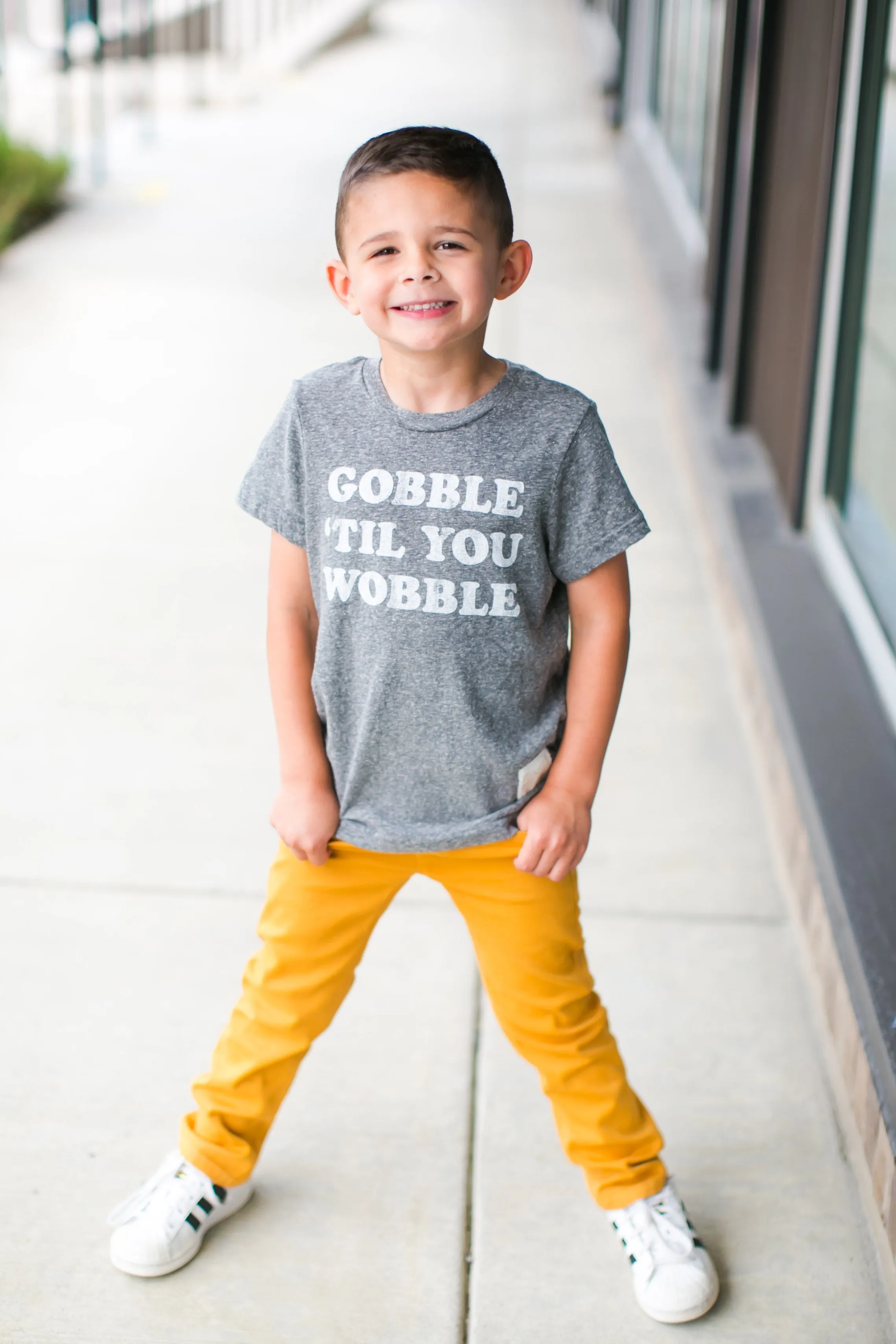 Retro Brand -Gobble til You Wobble SLIM Tee in Heather Grey