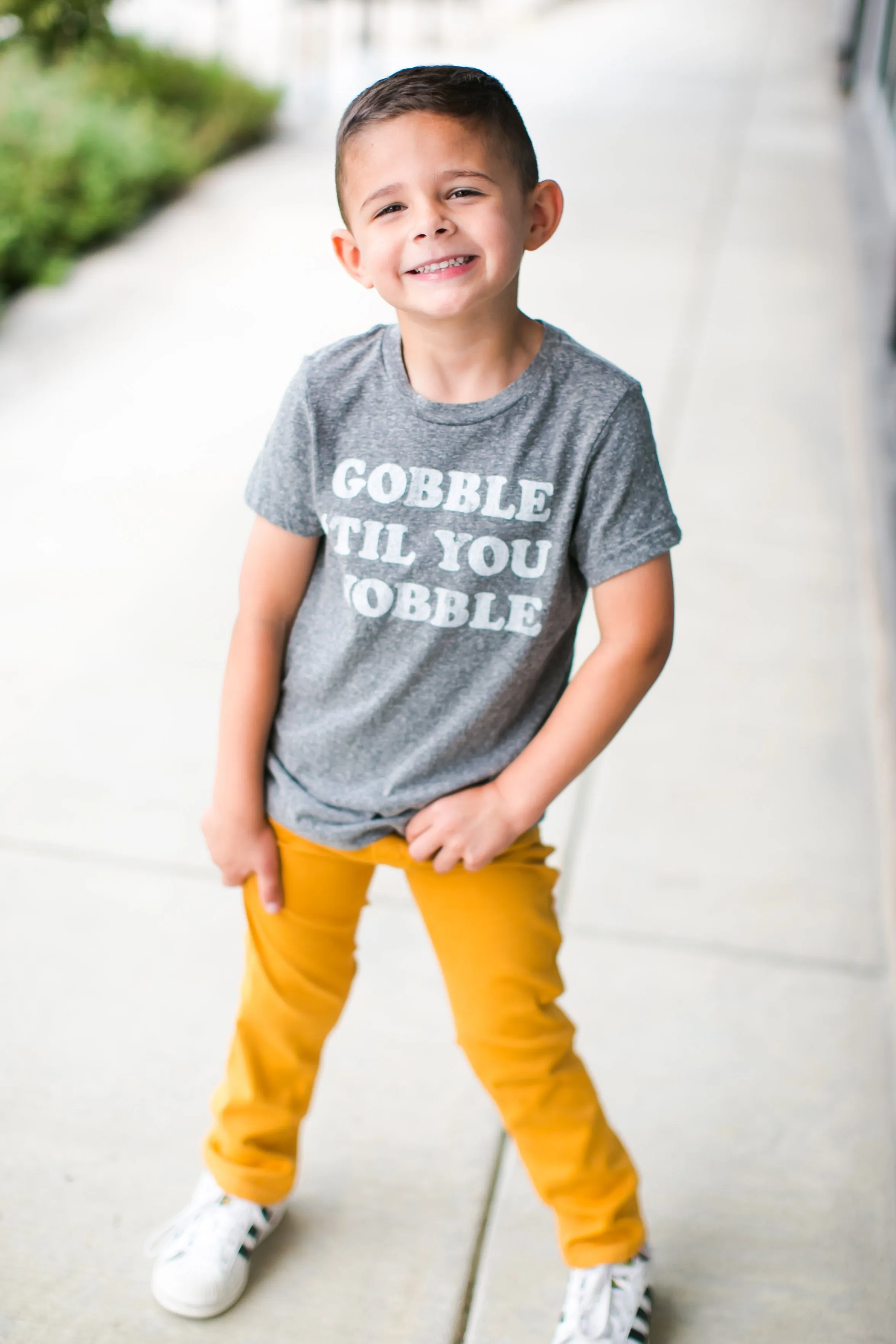 Retro Brand -Gobble til You Wobble SLIM Tee in Heather Grey