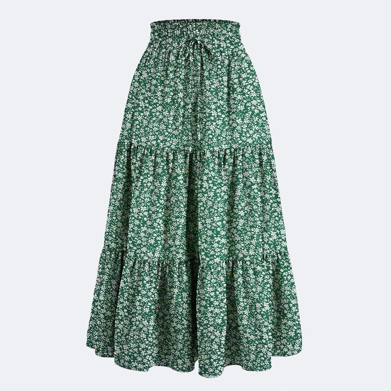 Skirts for Women Summer Boho Casual Maxi Flowy Elastic High Waist A-Line Tiered Swing Floral Elegant Long Skirt
