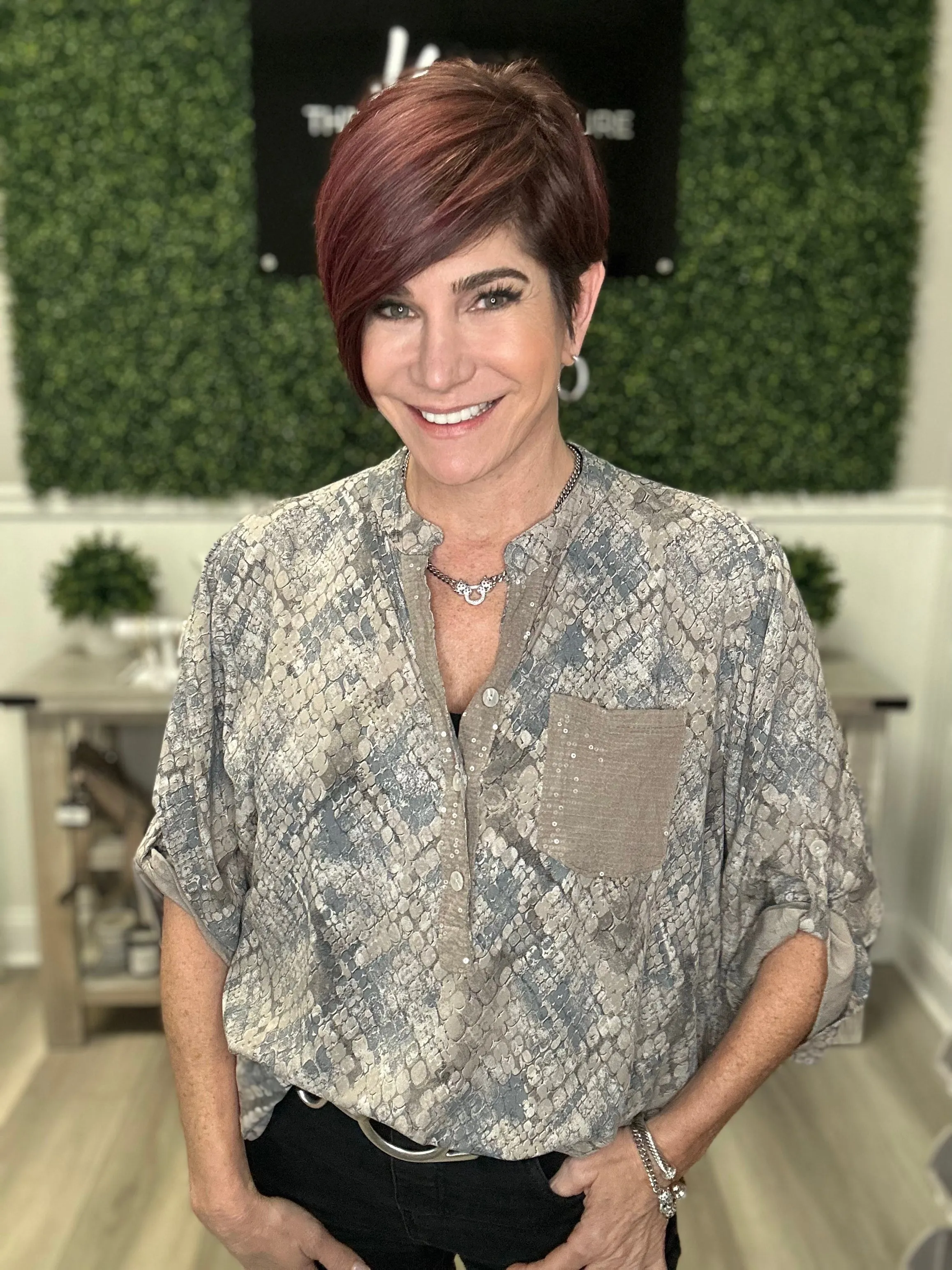 Snake Print Sequins Top