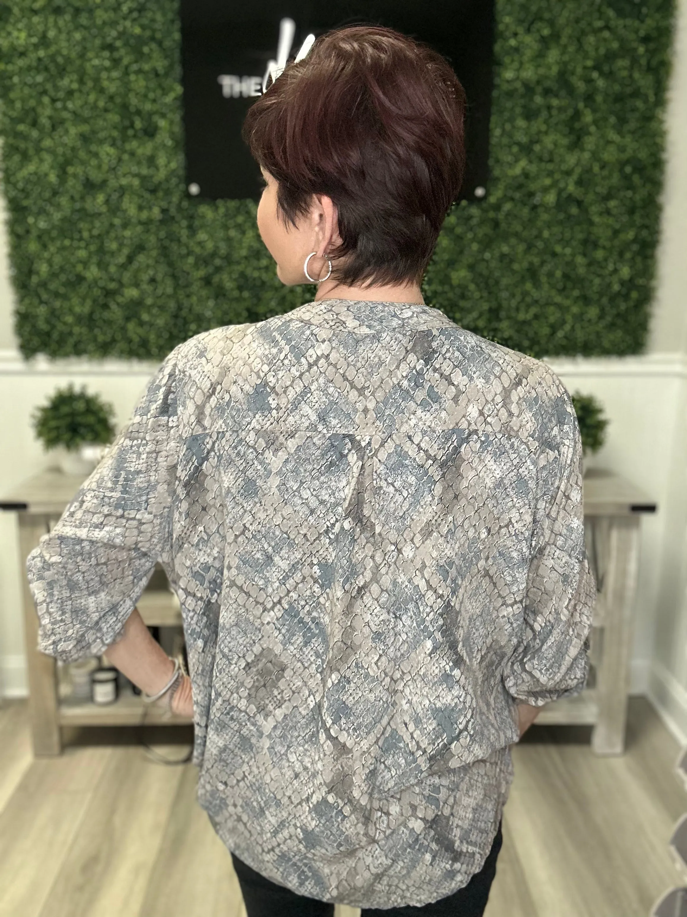 Snake Print Sequins Top