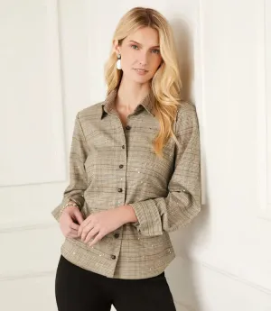 Stevie Sequin Side-Pleat Shirt - Karen Kane 4L19101