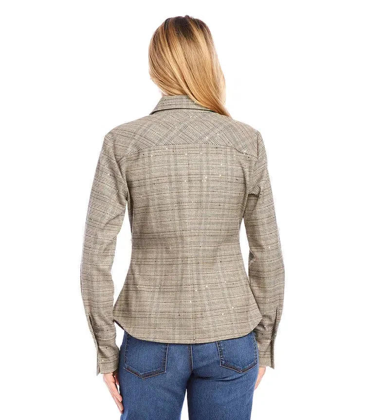 Stevie Sequin Side-Pleat Shirt - Karen Kane 4L19101