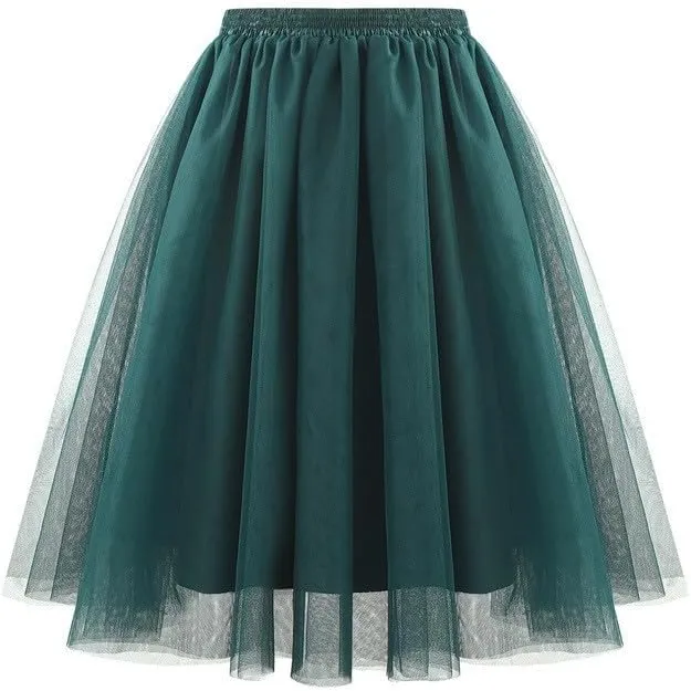 Tutu Skirts for Women Layered Ballet Dress Tulle Midi Knee Length Puffy Skirt 2025 Fashion Summer Boho Dresses