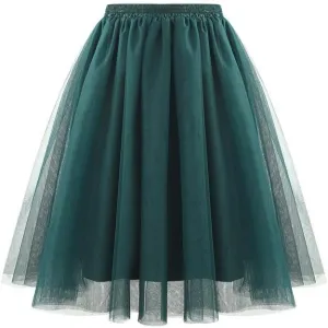 Tutu Skirts for Women Layered Ballet Dress Tulle Midi Knee Length Puffy Skirt 2025 Fashion Summer Boho Dresses