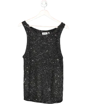 Weekday Black Unisex Mattues Sheer Sequin Vest UK M