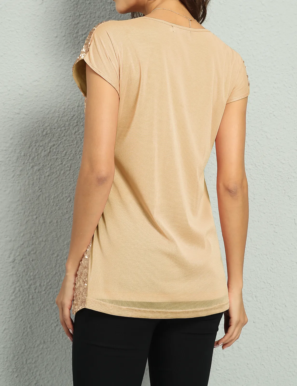 Women's Bat Sleeve Loose Sequin Tunic Tops