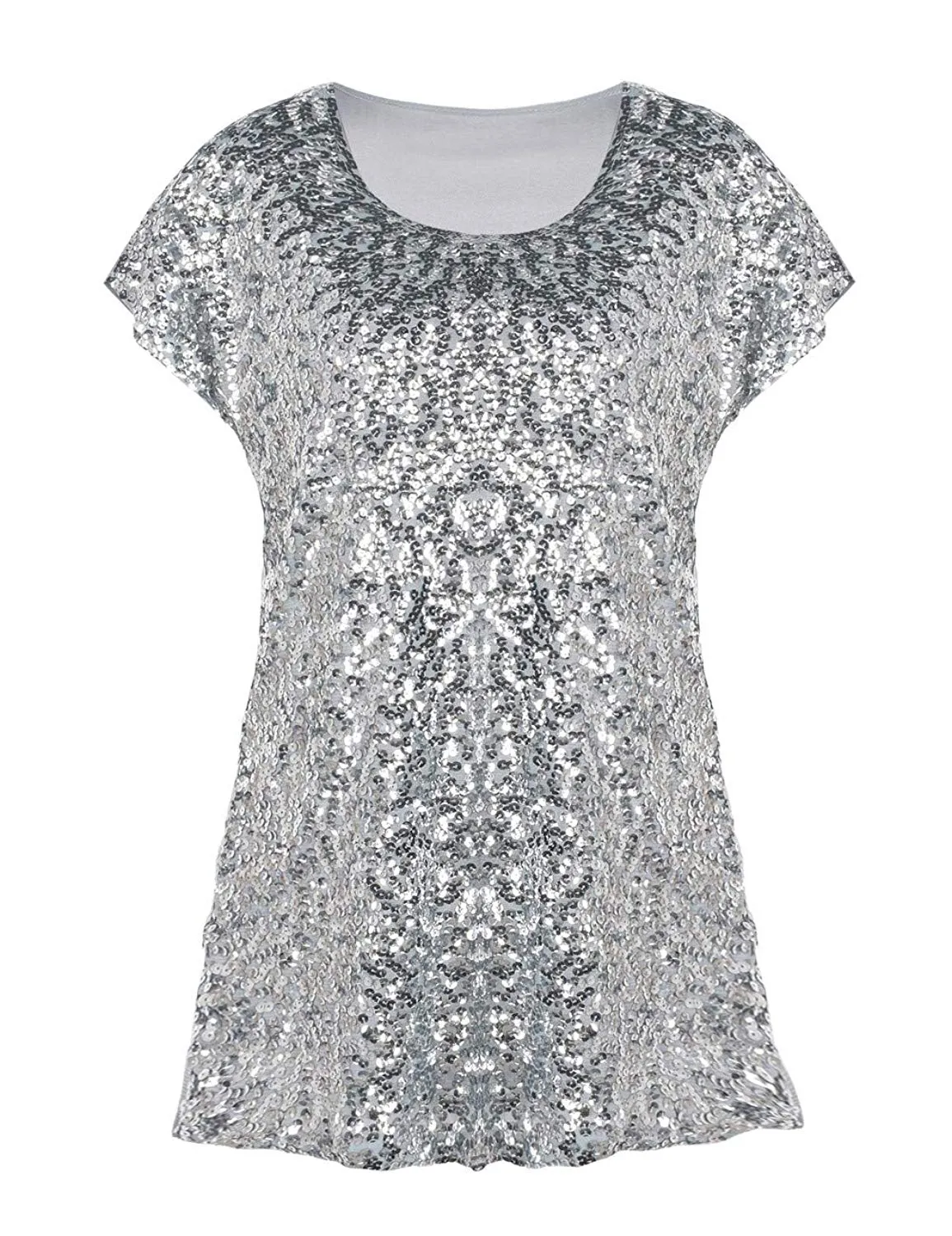 Women's Bat Sleeve Loose Sequin Tunic Tops
