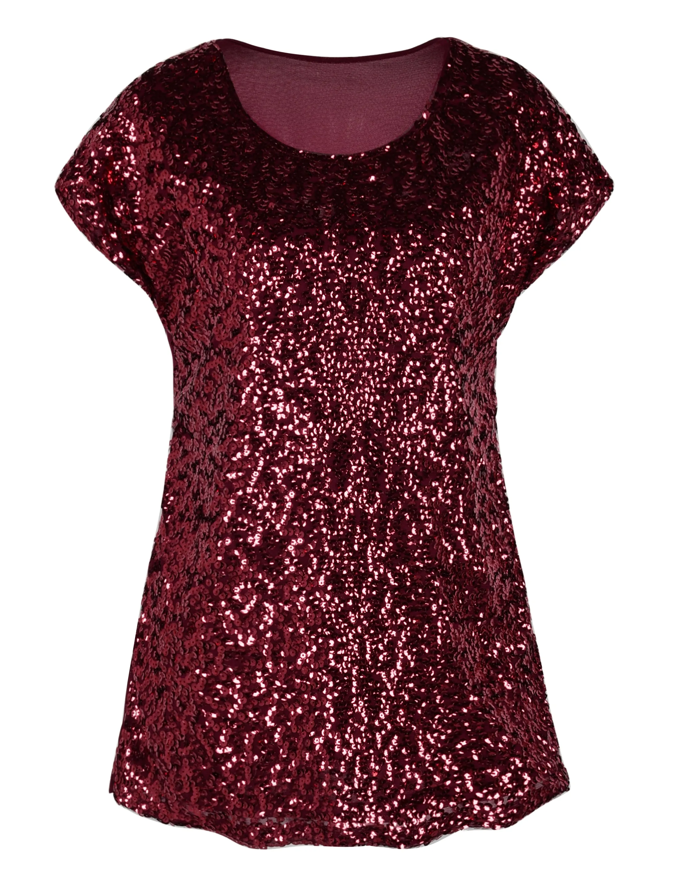 Women's Bat Sleeve Loose Sequin Tunic Tops