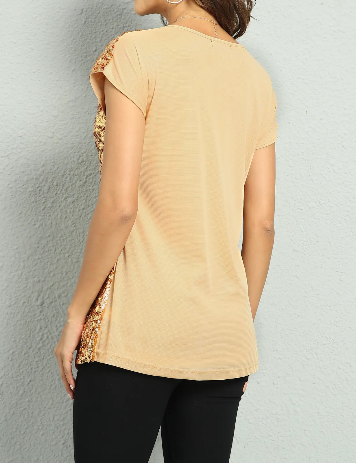 Women's Bat Sleeve Loose Sequin Tunic Tops