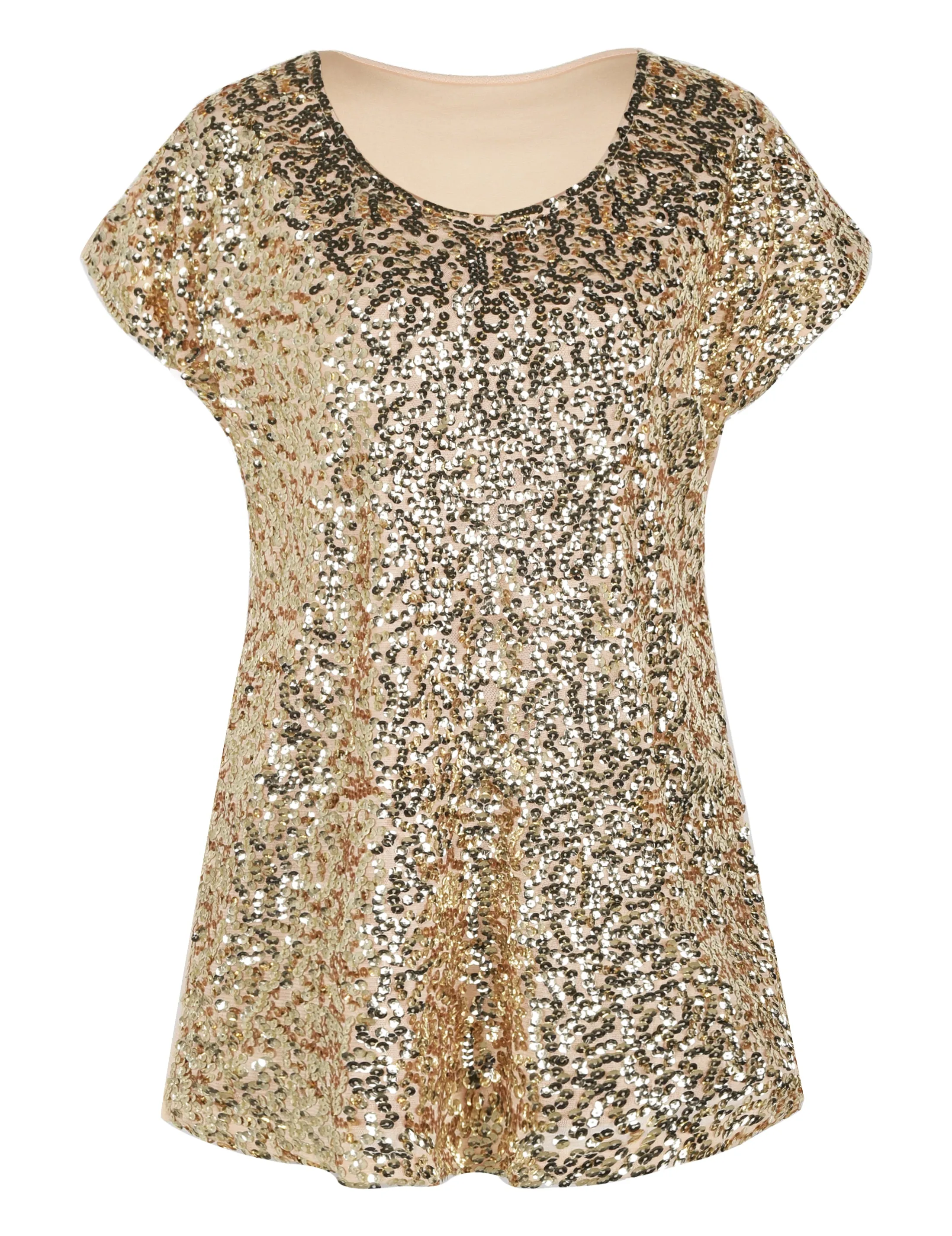 Women's Bat Sleeve Loose Sequin Tunic Tops