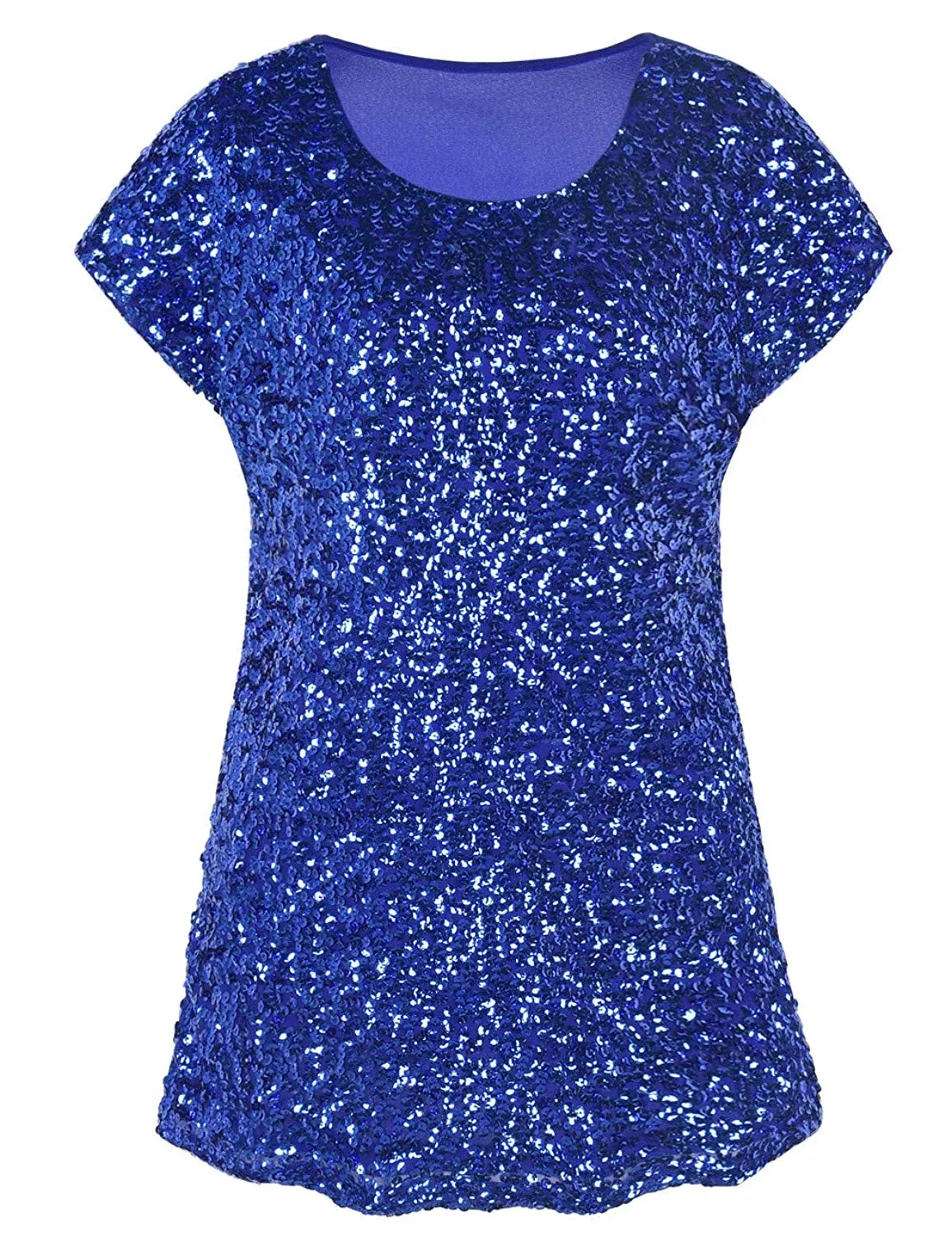 Women's Bat Sleeve Loose Sequin Tunic Tops