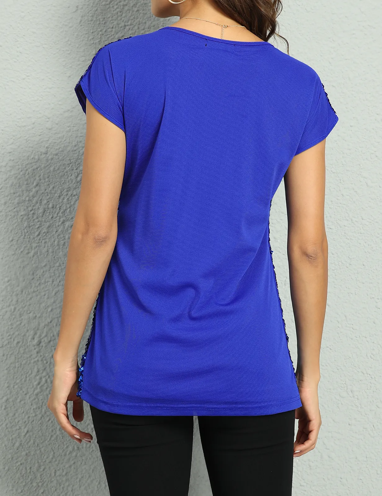 Women's Bat Sleeve Loose Sequin Tunic Tops