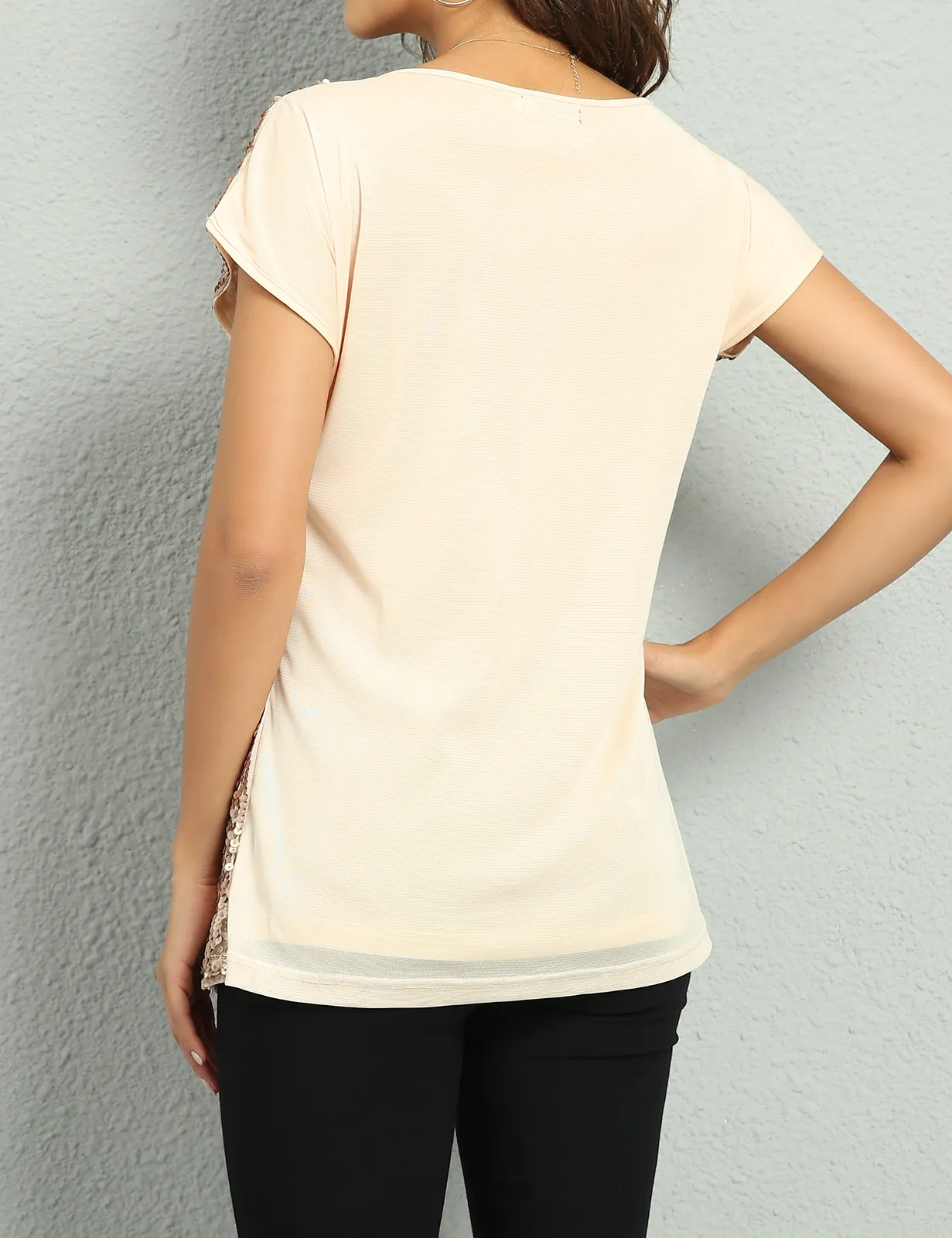 Women's Bat Sleeve Loose Sequin Tunic Tops