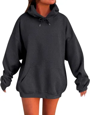 Womens Oversized Hoodies Long Sleeve Fleece Sweatshirts Drop Shoulder Pullover with Pocket 2024 Fall Y2k Clothes