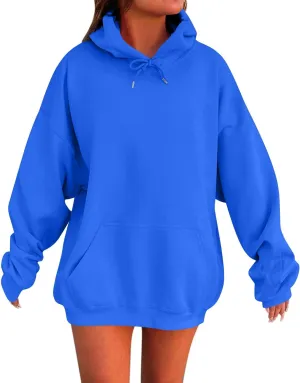 Womens Oversized Hoodies Long Sleeve Fleece Sweatshirts Drop Shoulder Pullover with Pocket 2024 Fall Y2k Clothes