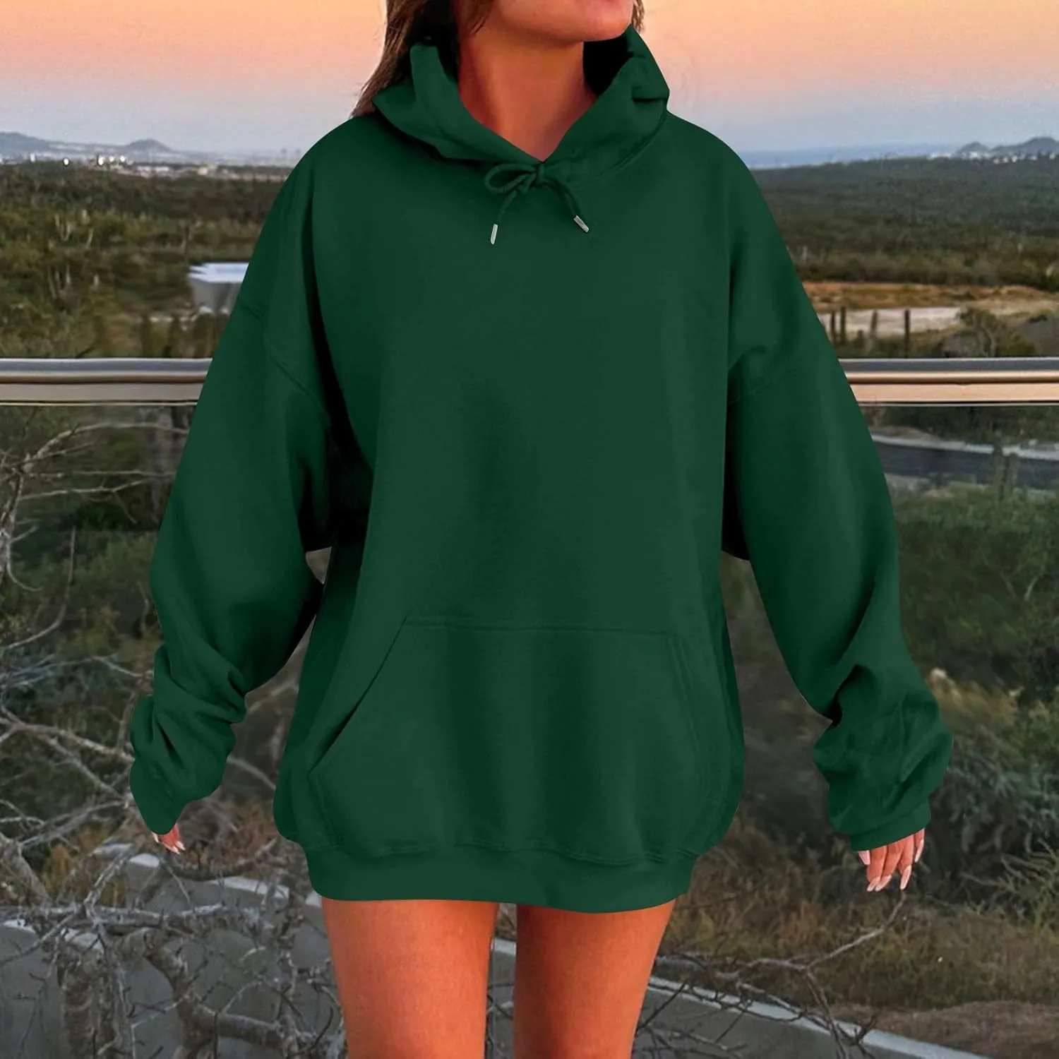 Womens Oversized Hoodies Long Sleeve Fleece Sweatshirts Drop Shoulder Pullover with Pocket 2024 Fall Y2k Clothes