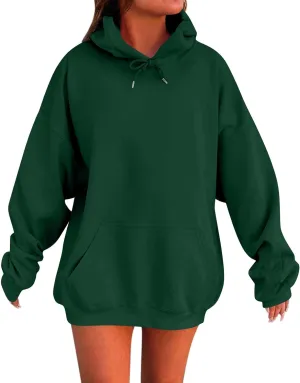 Womens Oversized Hoodies Long Sleeve Fleece Sweatshirts Drop Shoulder Pullover with Pocket 2024 Fall Y2k Clothes