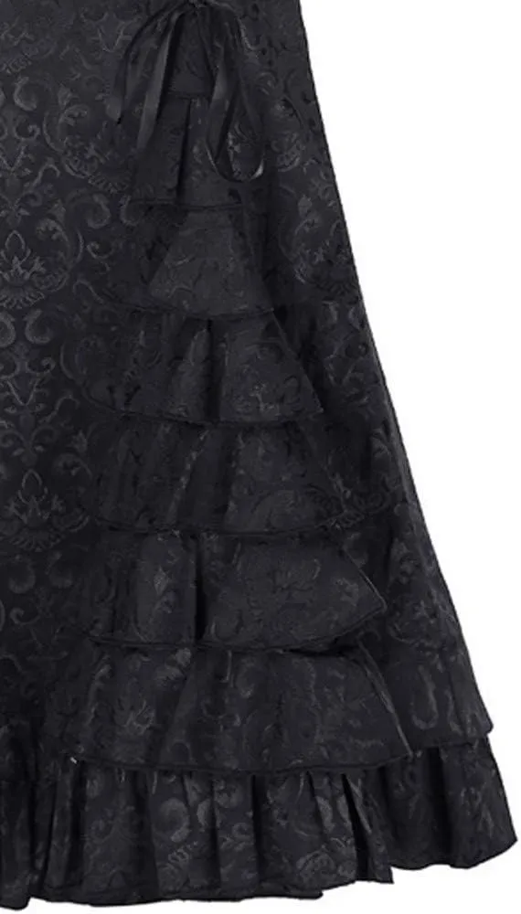 Women's Retro Lace-Up Drawstring Tiered Ruffle Maxi Long Mermaid Pencil Skirt Trendy Plus Size Slim Fishtail Skirts
